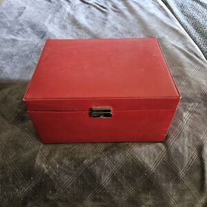 Vintage Red Leather Jewelry Box